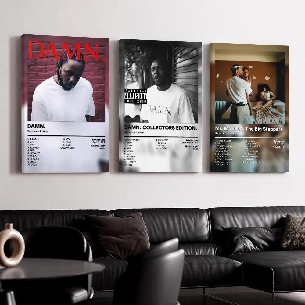 Rap Album K-Kendrick L-Lamar Framed Wall Painting Canvas Poster Ready to Hang Wall Art for Bedroom Living Room Home Decor Gift