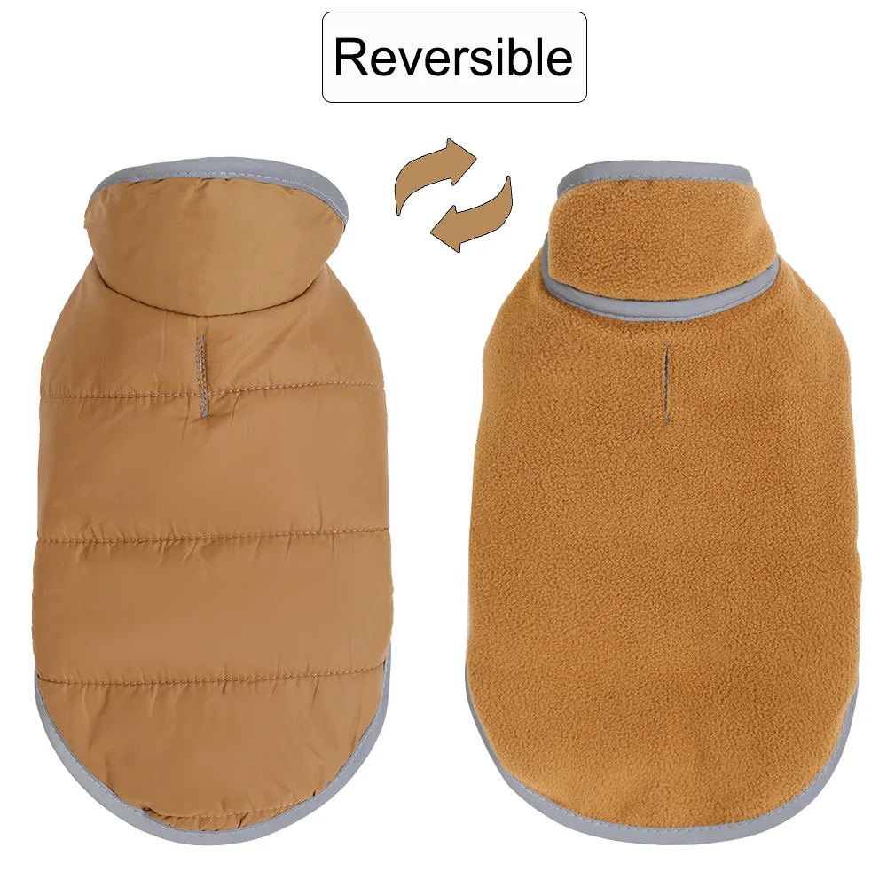 Reversible Haustier-Katzenkleidung für kleine und mittelgroße Hunde, Katzen, Winter, warme Hundejacke, reflektierendes Kätzchen-Kostüm, Sphynx-Bulldoggen-Kleidung
