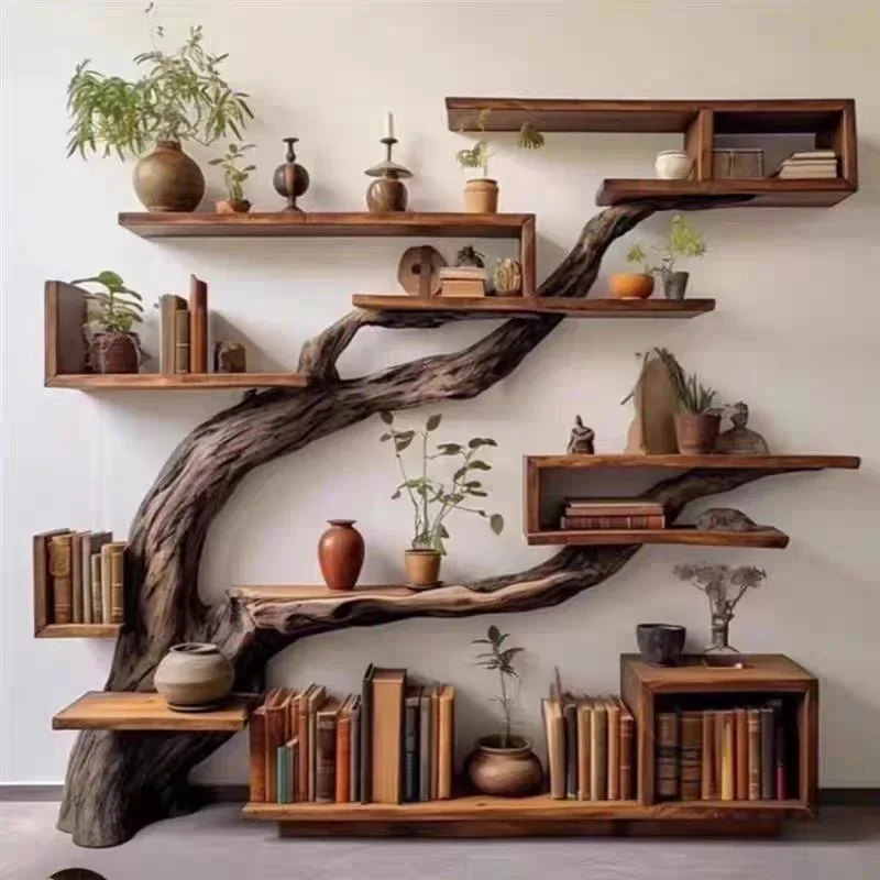 Wabi Sand Wind Fragrant Camphor Wood Solid Wood Bogu Rack Tea Display Cabinet Storage Cabinet Log Duobao Pavilion Shelf Storage