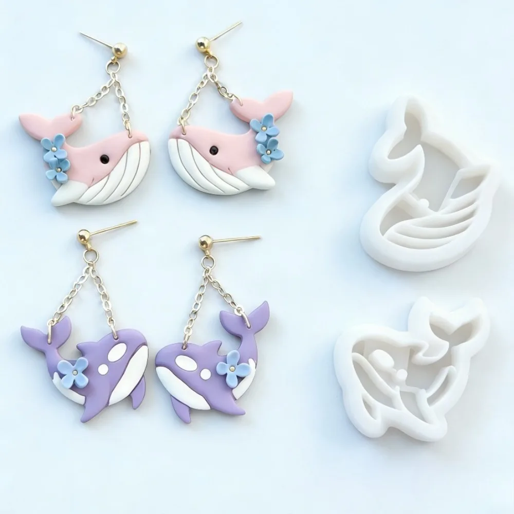 10pcs Ocean Animal Polymer Clay Cutters Marine Blue Whale Shark Dolphin Orca Ceramics Pottery Dangle Clay Earring  Cutting Tool