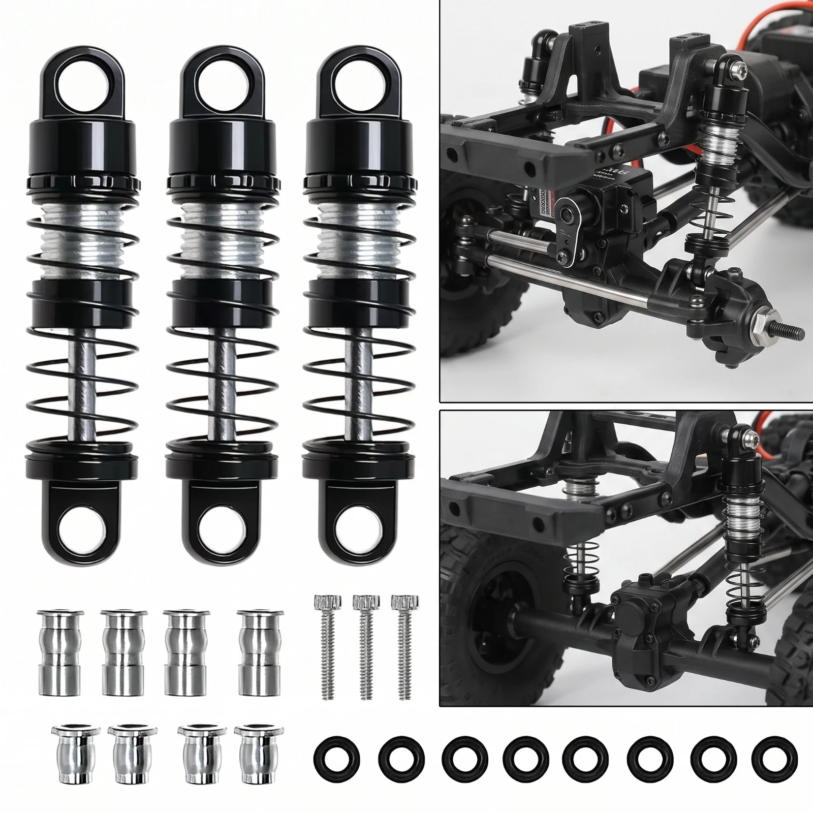 4 Pieces RC Shock Absorbers with Springs Aluminio Metal Dampers with Mounting Hardware Juego De Amortiguadores RC Ligero