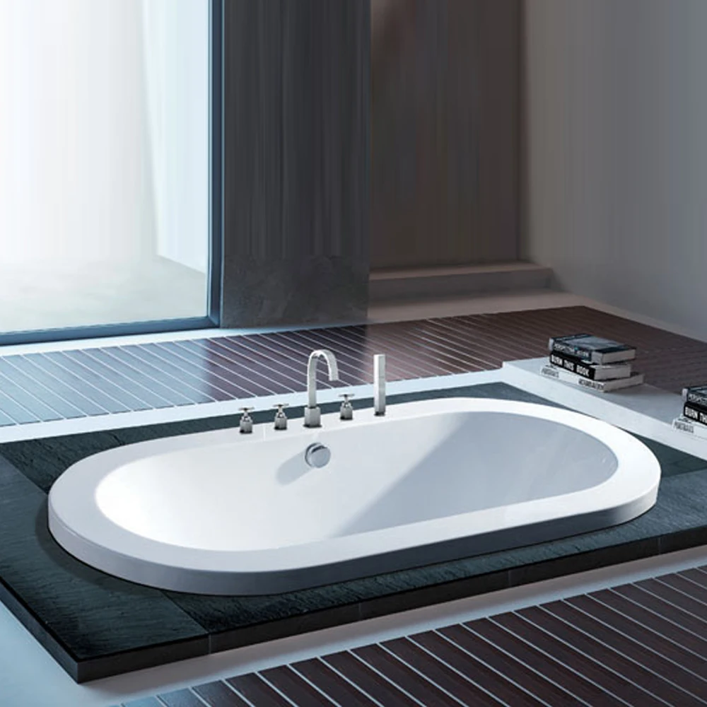 Picture 5: Bathtub for Adult Solid Surface Acrylic Bathtub With Pedal Drainage Built in Bathtub