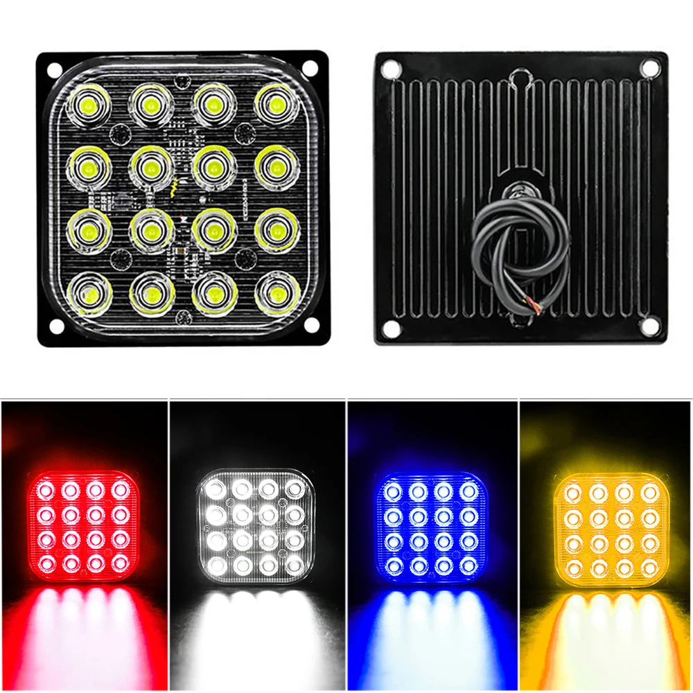 

1x Flash Square Stroboscopes 16 LED Flashing Strobe Lights Emergency Side Marker Lamp 12V-24V Parking Light For Truck Flashlight