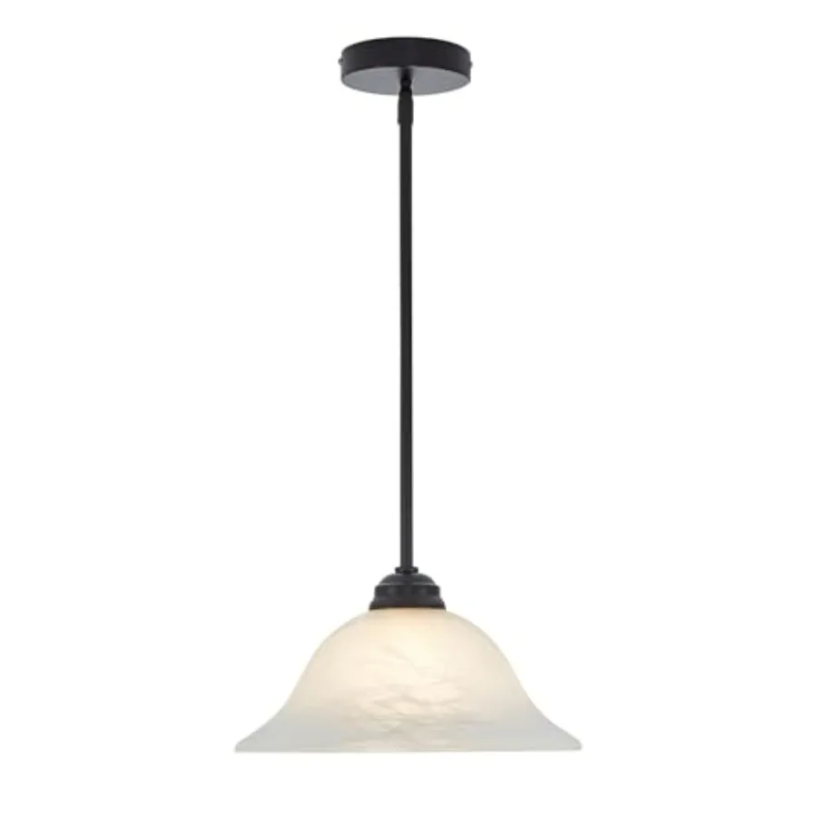 

Modern Alabaster Glass Pendant Light Adjustable Rod Pendant Lighting Fixture for Kitchen Sink Bar Dining Room 12"D
