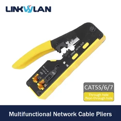 Linkwylan Crimping Tool For Pass Through Type Modular Plugs Cat5 Cat6 Cat7 Network Perforated Crimp Plier Metal Clip