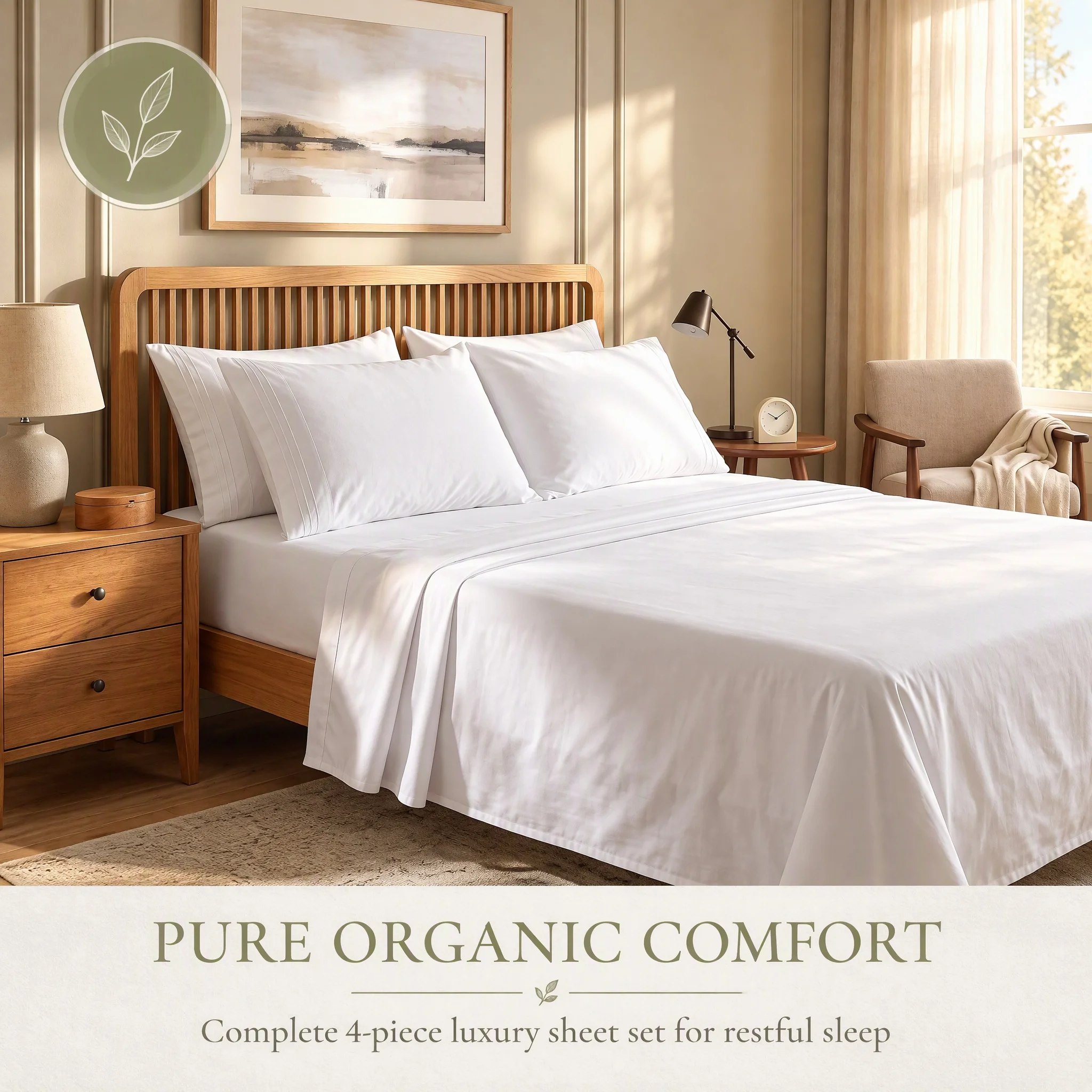 Iconic Collection 4Pcs Bed Sheet Set, Hotel Luxury Soft Bedding, Deep Pocket Design, Wrinkle & Stain Resistant, Complete Sheet Pillowcase Set for Bedroom, Twin/Full/Queen/King