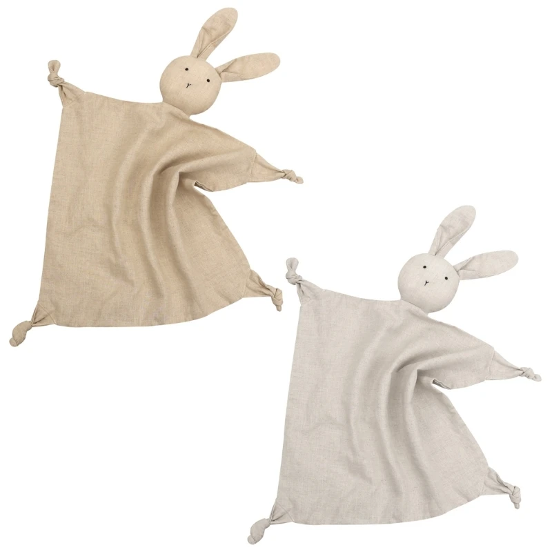 Bavoir en coton doux pour bébé, poupée lapin en peluche, serviette apaisante pour nouveau-né, couverture sécurité