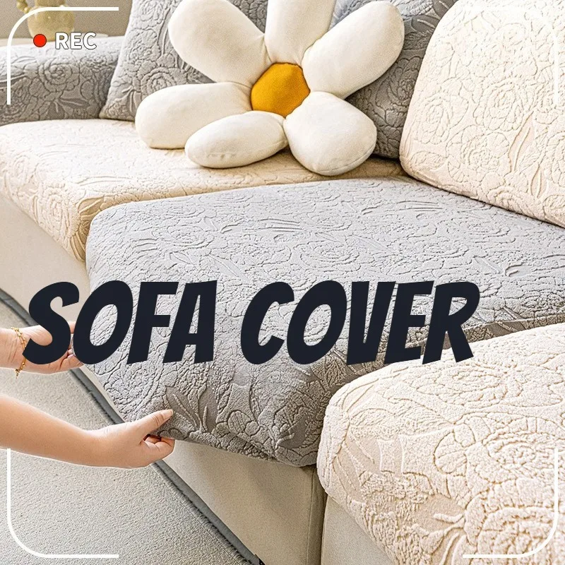 قسط دائم 2026 شتاء دافئ الجاكار المخملية غطاء أريكة مرن كل موسم غطاء أريكة عالمي القط برهان حامي مقعد #1