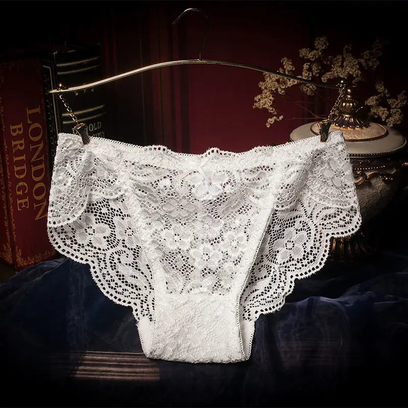 New Lace Bow Underwear Women Thin Transparent Pants Low Waist Lift Hip Shorts Breathable Comfort Panties Cotton Crotch Briefs