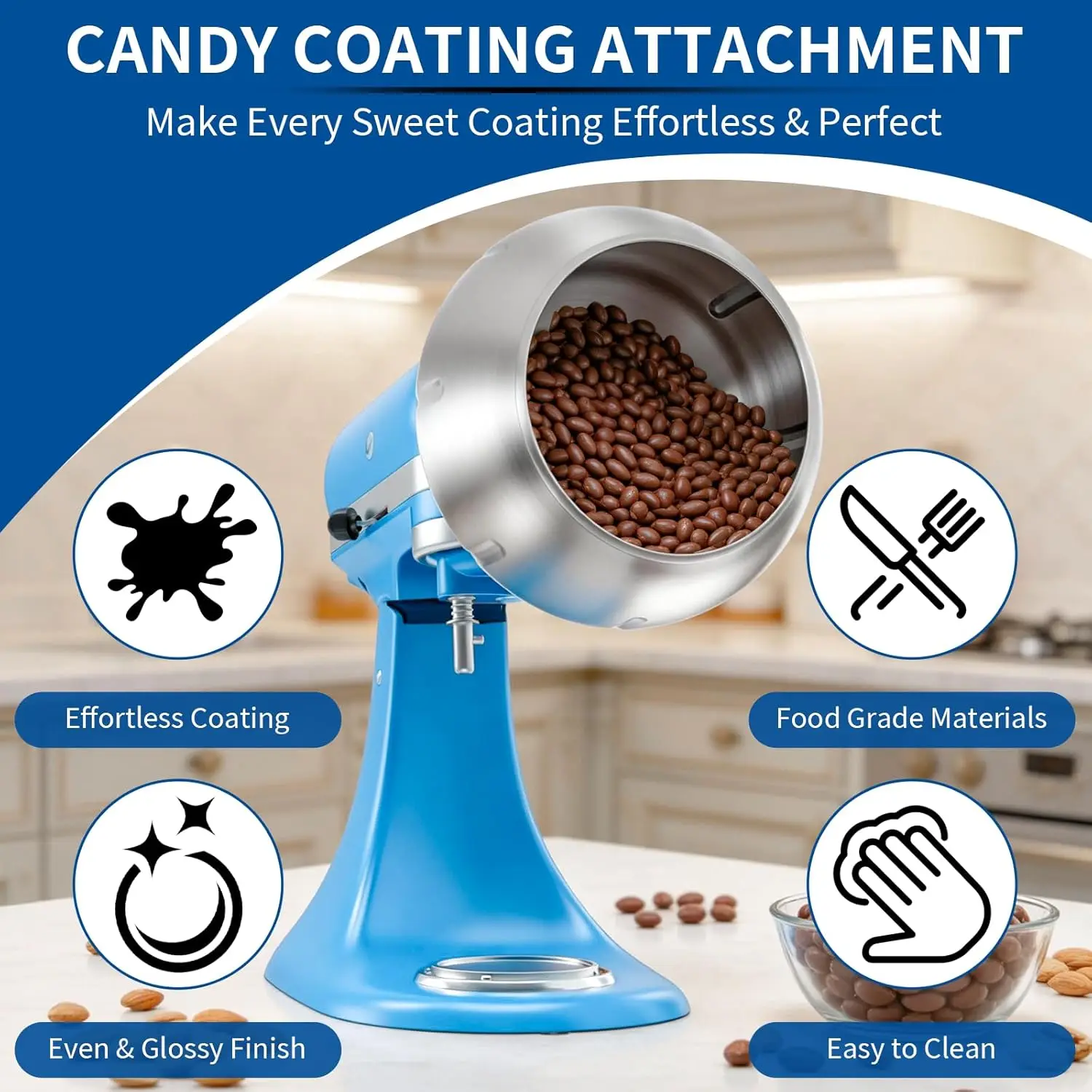 Chocolate Candy Coating Attachment for Kitchenaid, Compatible with KitchenAid 4.5QT/5QT Tilt-Head Stand Mixer