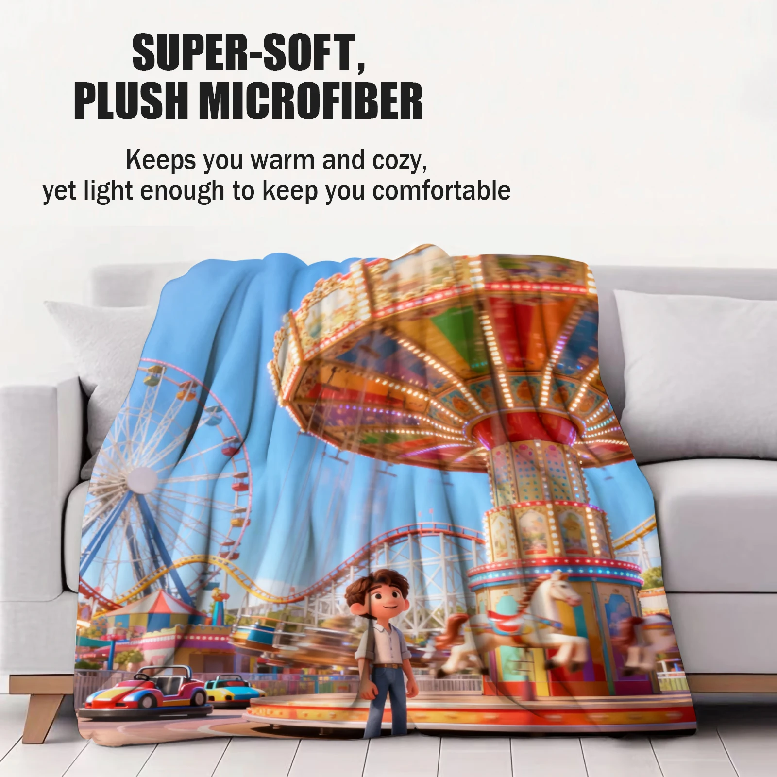 LUCA الكرتون المطبوعة الفانيلا رمي بطانية كل موسم بطانية لينة ومريحة المنزل السفر الكبار والأطفال بطانية دافئة #2