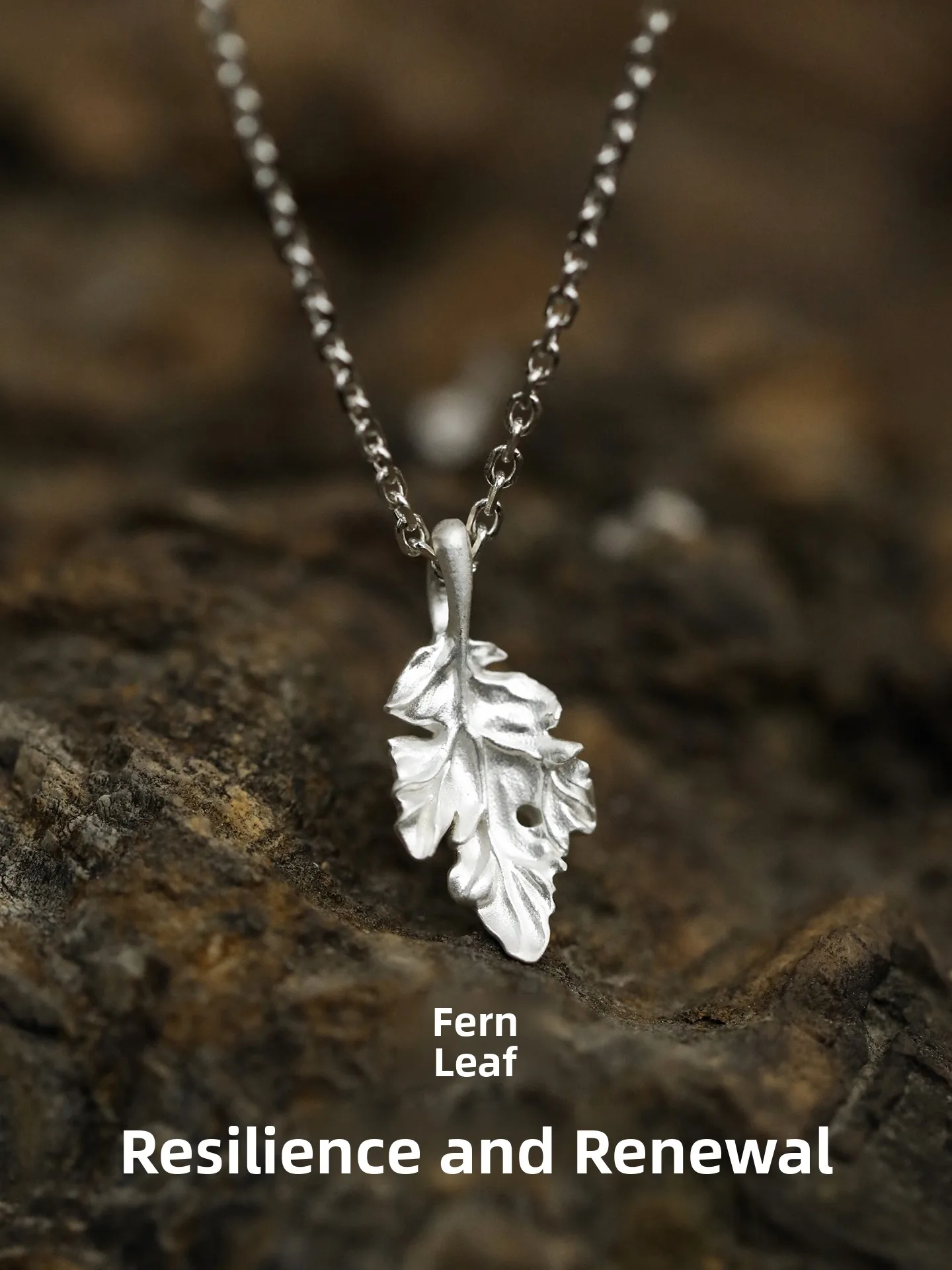 

Original Handmade 999 Pure Silver Pendant Women's Necklace Neutral Couple Clavicle Chain Fern Leaf Design Fashion Jewelry