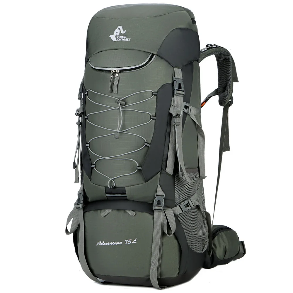 75L Mountaineering Backpack with Frame and Rain Cover Anti Splash Water Wear Resistant Camping Hiking Bag