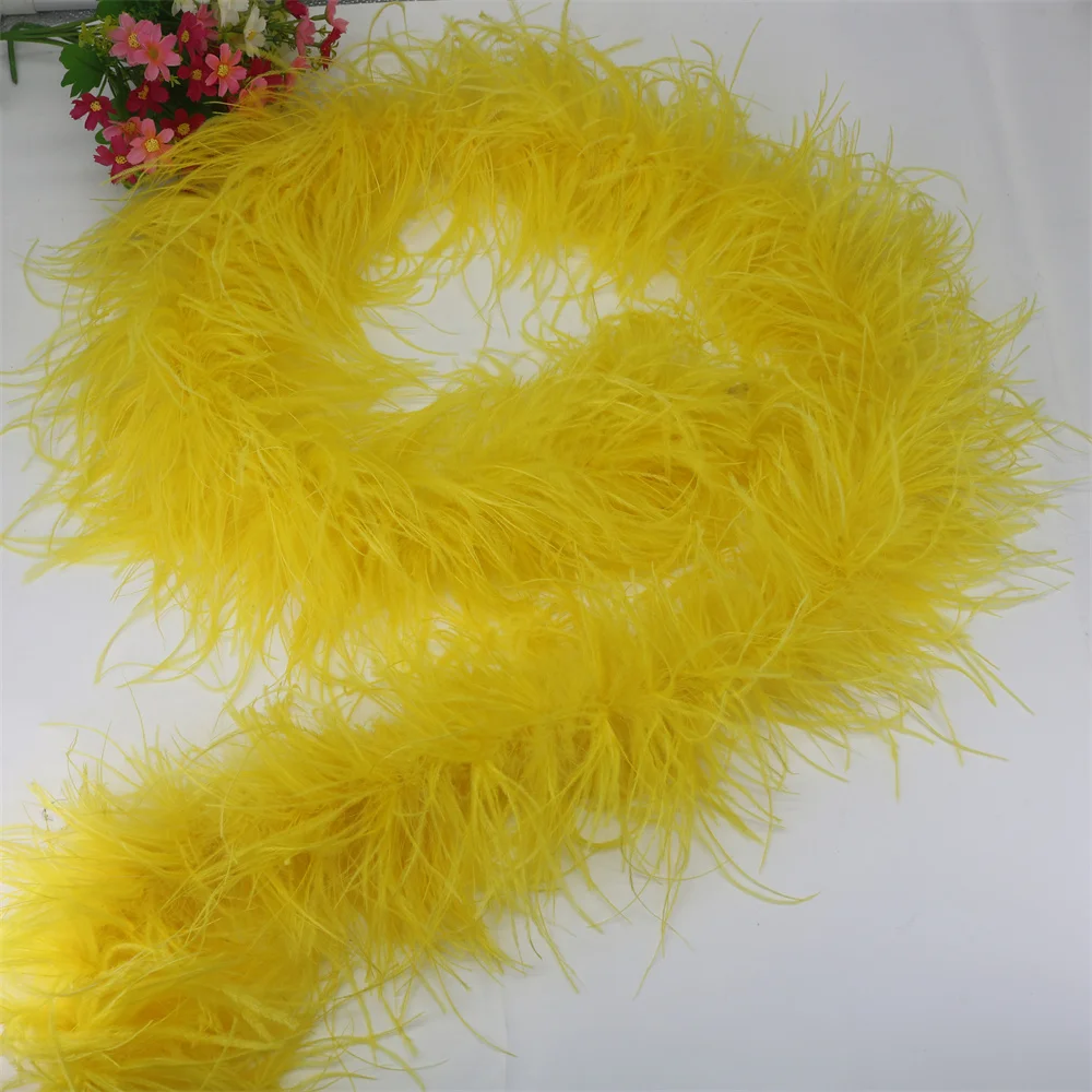 6 Layer Ostrich Feathers Boa Wedding Accessories Plumas De Faisan 2 Meters Clothing Plume Art and Craft Supplies Party Dresses