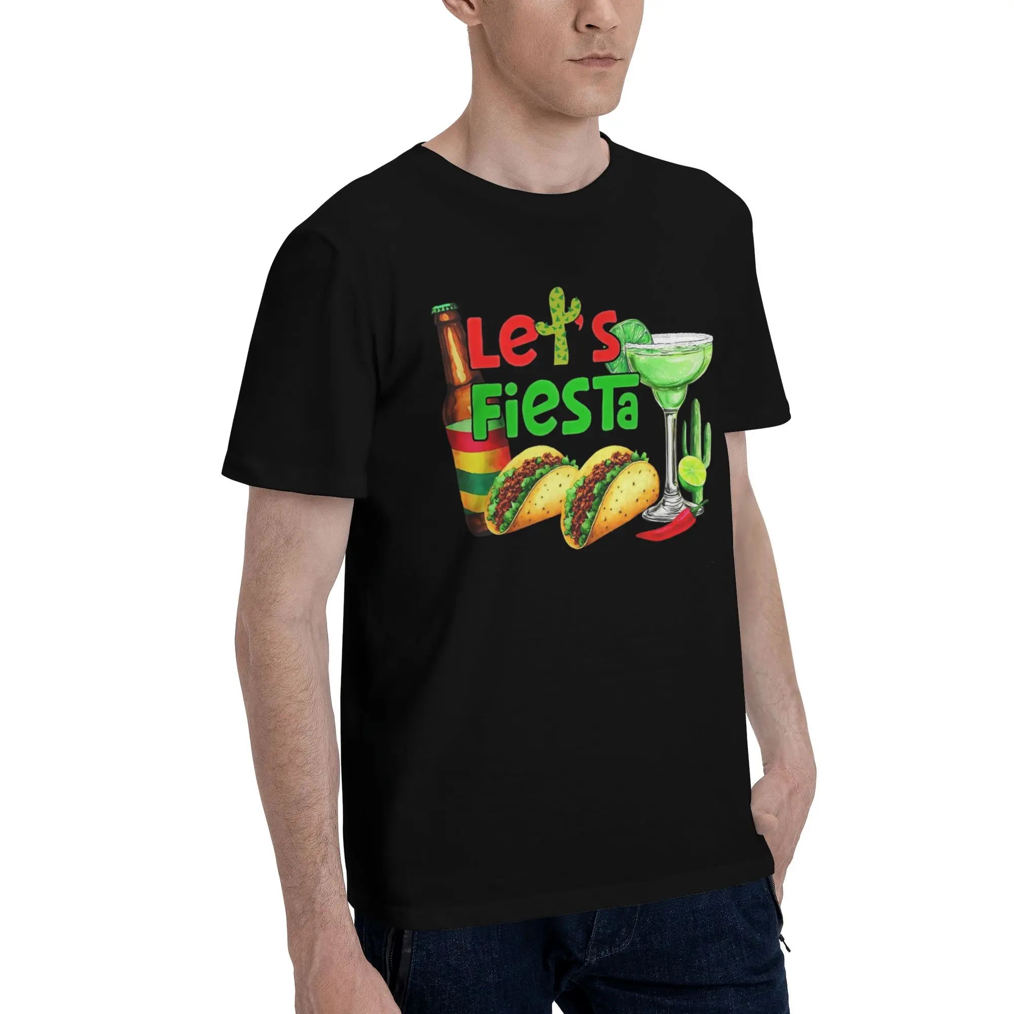 Men Women New Arrival Let's Fiesta Cinco De Mayo   Tee T Shirt Cotton  T-shirts Clothing