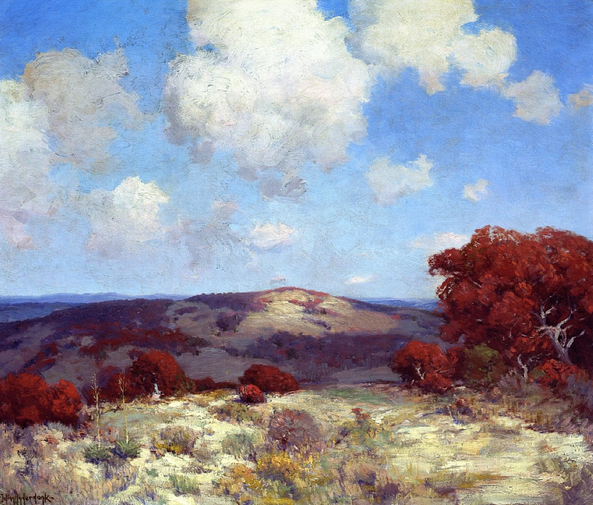 100%Handmade Oil Painting Reproduction,in the Hills of the Spanish oaks by Robert Julian Onderdonk,unframed