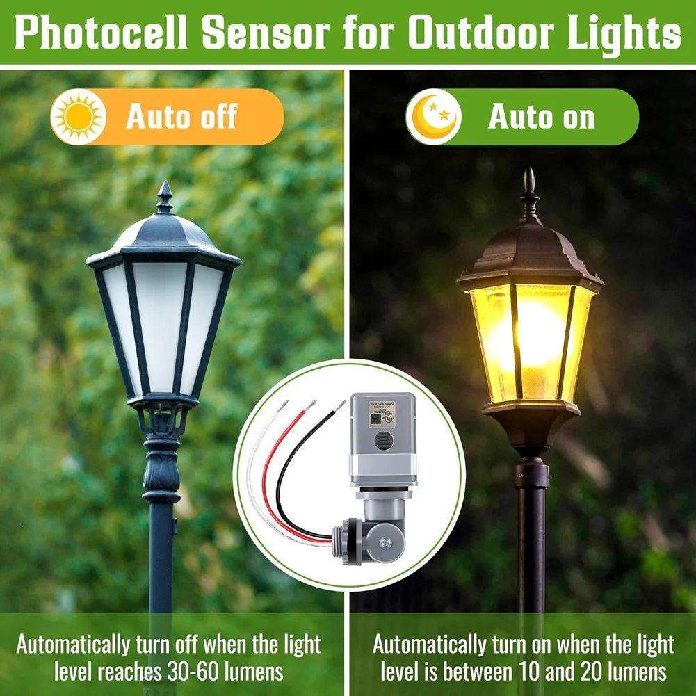 4 Pack Photocell Sensor for Outdoor Lights, 120VAC 50/60 Hz Photocell IP54, Swivel Mount Photocell, Dusk to Dawn Sensor