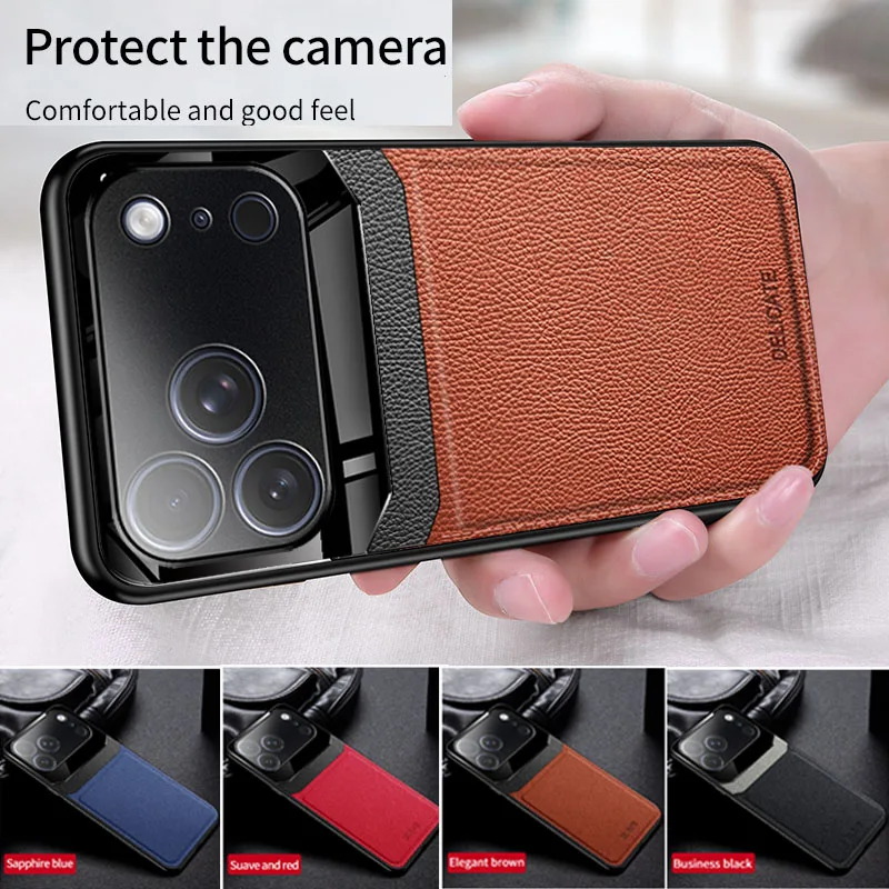 EUCAGR Acryl Ledertasche für IPhone 17 Air 17 Pro Max Kamera Schützen Telefon Rückseite für IPhone 17 Pro Silikonrahmen Coque