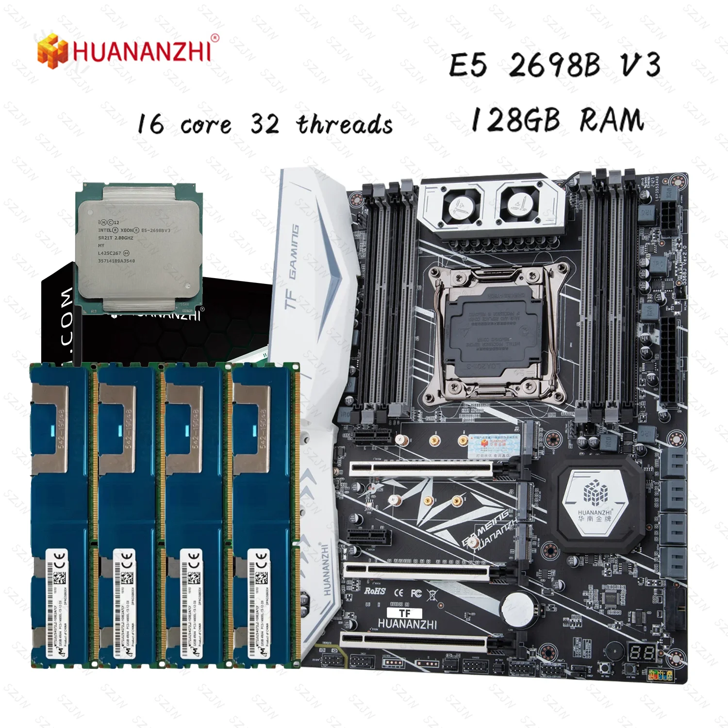 Imagem -01 - Suporte de Memória Combo Huznanzhi tf X99 M.2 Nvme M.2 Nvme Xeon e5 2698b v3 128gb Ddr3 Ecc Reg 1866mhz