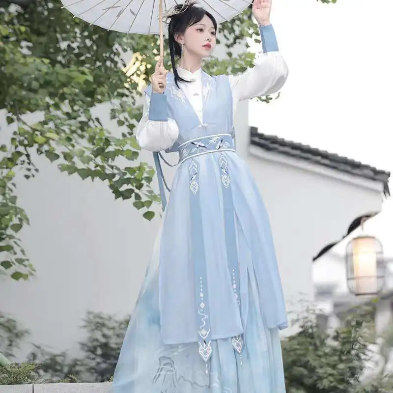 Chinese Style Han Elements Tops Waistcoat Cummerbund Skirt Suit Womens fashion New Carnival Halloween Cos Cosplay Hanfu Improve view 2