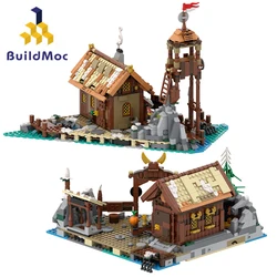 MOC Vikings Village Building Blocks Sets Medieval House Bricks Building Kits Creative Architecture Model for Children Toy Gifts