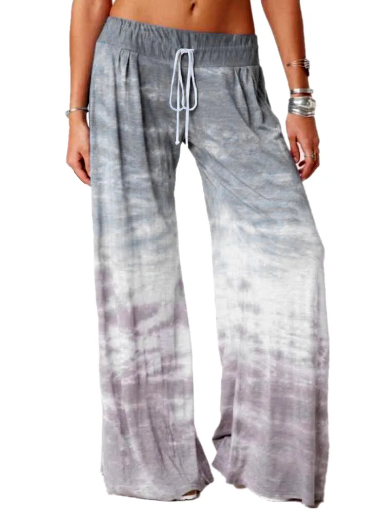 Pant women 2026 casual Loose gradient printed Yoga wide-leg Sports Pants for summer spring XXXXXL Women's clothing