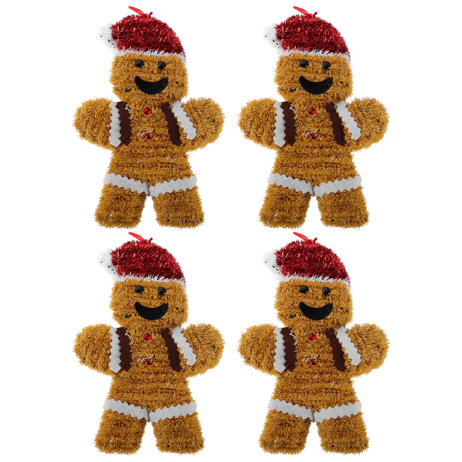 

4 Pcs Christmas Decoration Set Decorations Gingerbread Man Hanging Ornament Tree Miniature