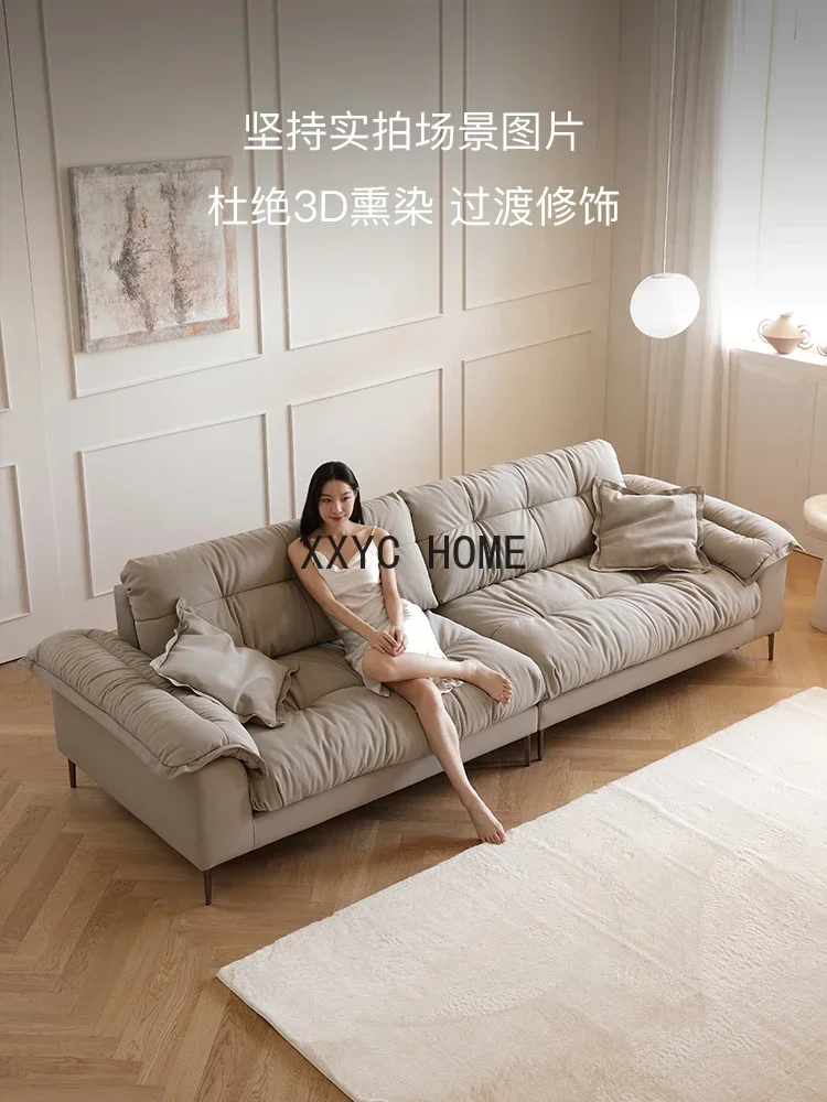 Cream Cloud Sofa Living Room High-Leg Leather Cotton Candy Sofa