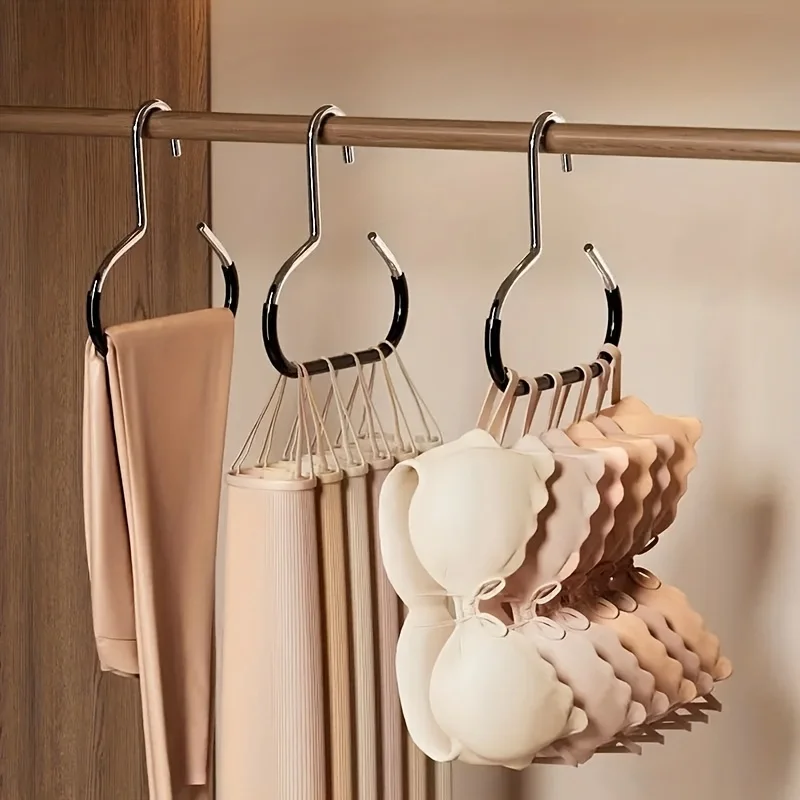 3-piece Random Color Stainless Steel Hat Hanger Organizer, Non-slip Round Ring Wardrobe Hooks, Ideal for Hats, Socks, Scarves, view 4