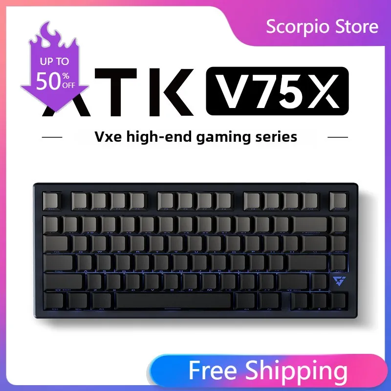 ATK VXE V75X High-End Gaming Keyboard 80-Key Wireless Three-Mode Custom CNC Aluminum Case Polar Fox Full-Key Hot Plug Backlight