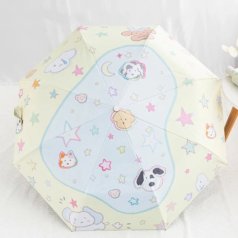 Cute Animal Automatic Umbrella Wind, rain, and UV resistant folding umbrella Student Adult Umbrella Large area thickened fabric