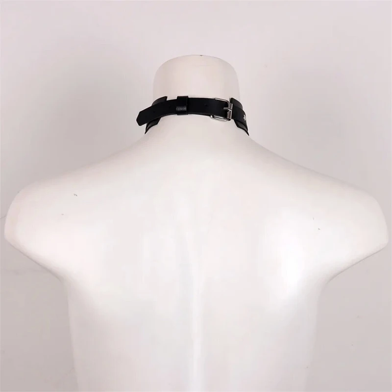 PU Leather BDSM Bondage Posture Neck Collar With Pull Ring Adjustable Collar Rings Belt Slave Bondage Strap Harness Belt