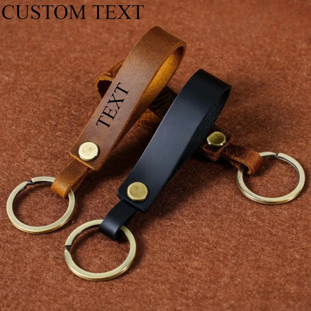 

Брелок для ключей для мужчин и женщин, винтажный брелок из воловьей кожи с лазерной гравировкой, с логотипом под заказ