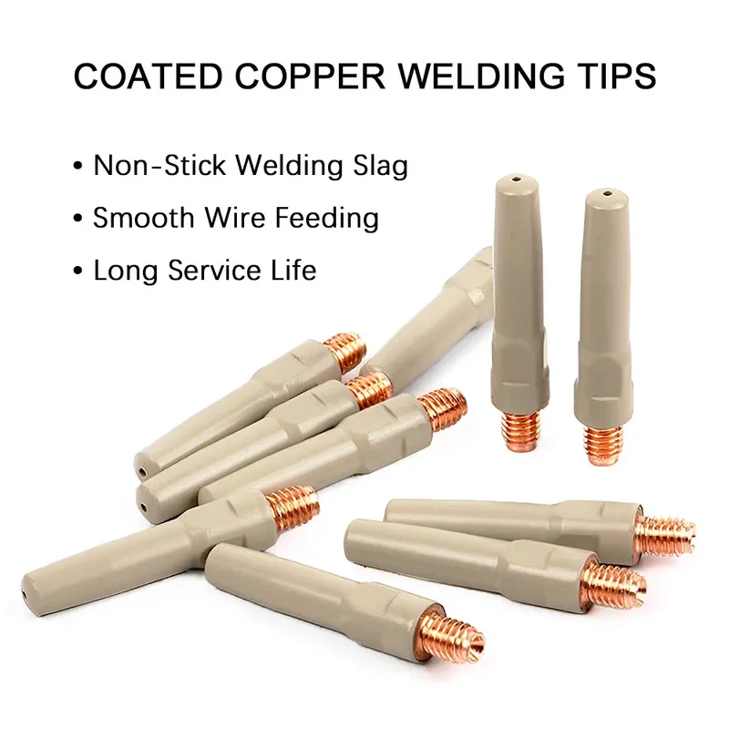 10 PCS Anti-welding Slag Welding Wire Feeding Tips Coated Welding Torch Nozzle CO2 MAG Special Material Welding Gun Consumables