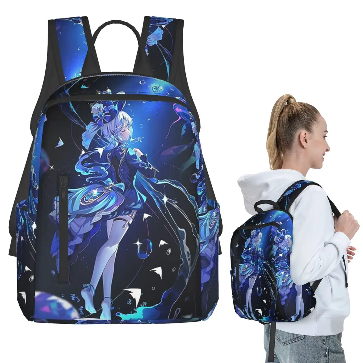 

Furina Genshin Impact Backpack Student BookBag Children School Bag Computer Shoulder Bags Men Women