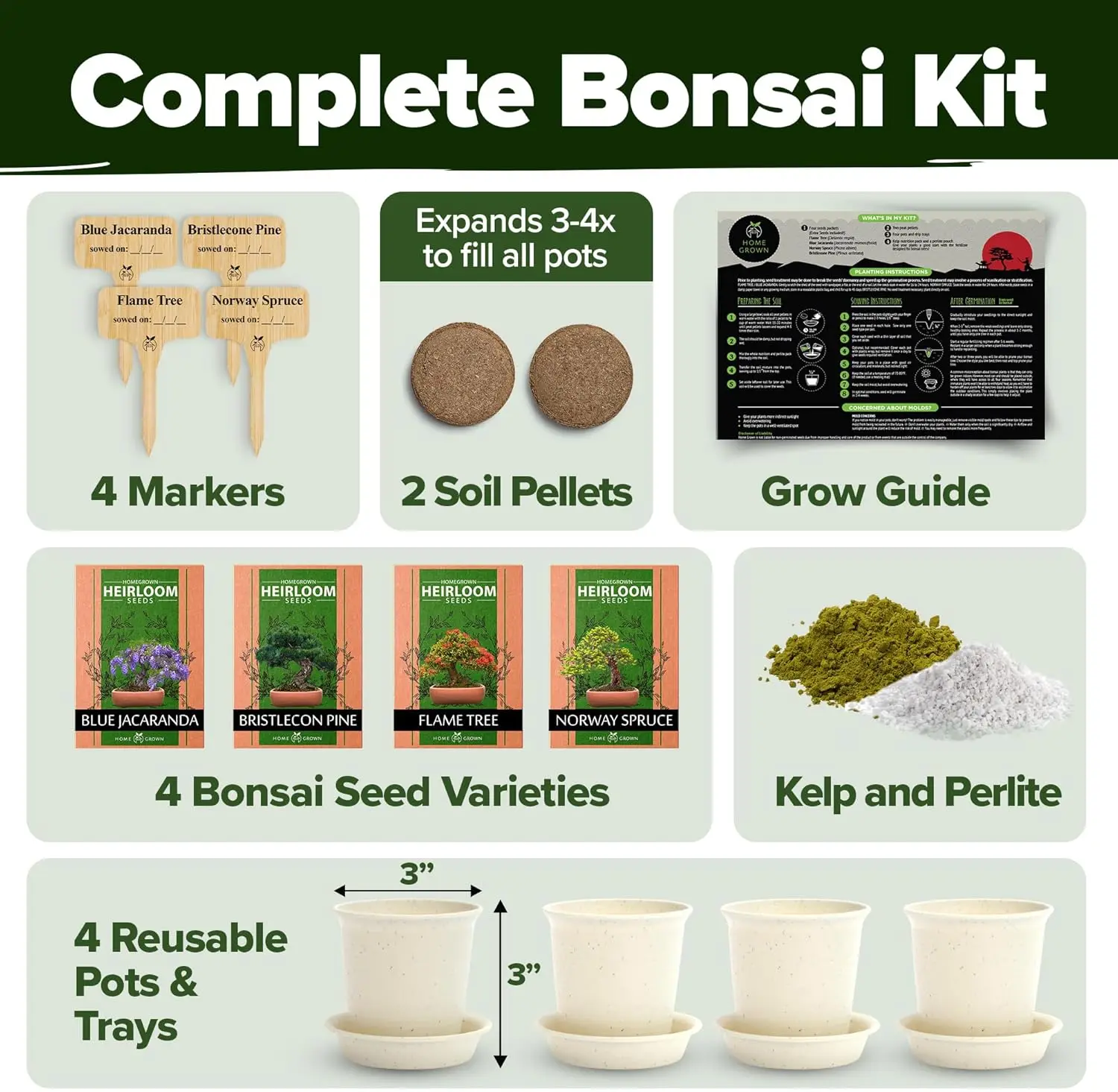 new Bonsai Tree Kit Gifts for Men & Women Grow 4 Bonsai Trees Unique Gardening Crafts for Adults,DIY Hobbies for Plant Lovers