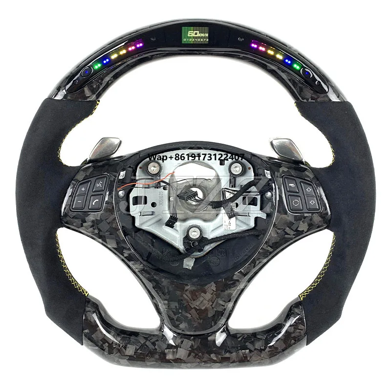 For  E81 E82 E87 E88 E90 E91 E92 M3 M Sport LED Display Forged Carbon Fiber Steering Wheel 2007 2008 2009 2010 2011 2012