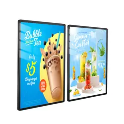 LED Magnetic Light Box Poster Display Tempered Glass Advertising Light Box Menu Board For Restaurant Wall Mounted Billboards