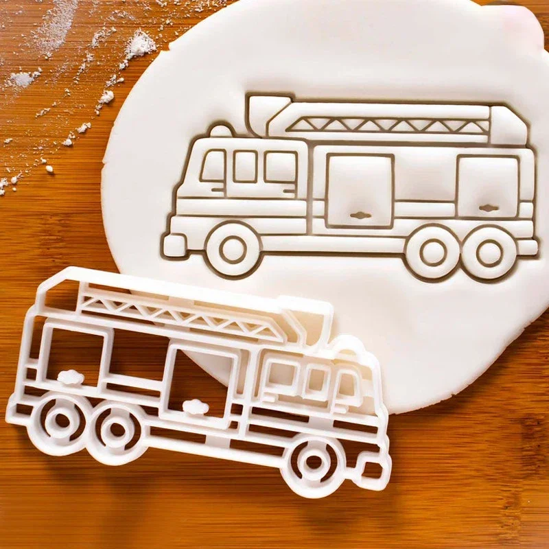 Cartoon Engineering Car Fire Truck Ambulance Tractor Cookie Mold Fondant Icing Biscuit Cutter Mold Butter Cookie Embosser Mold