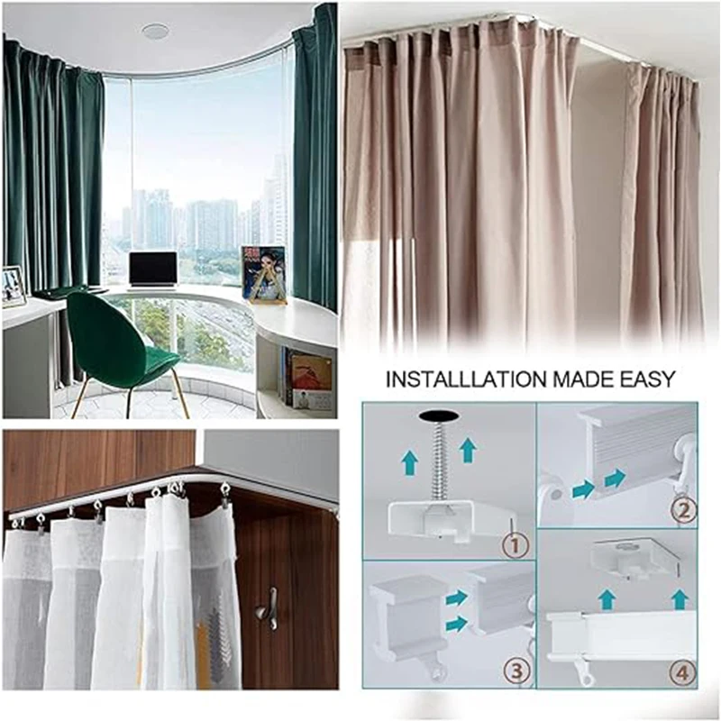 2/3/5/6M Biegsame Vorhangschiene Schlafzimmer Balkone Badezimmer Flexibler geräuschloser Vorhang Raumteiler Schiene Home Fenster Dekor Zugang – Detail 9