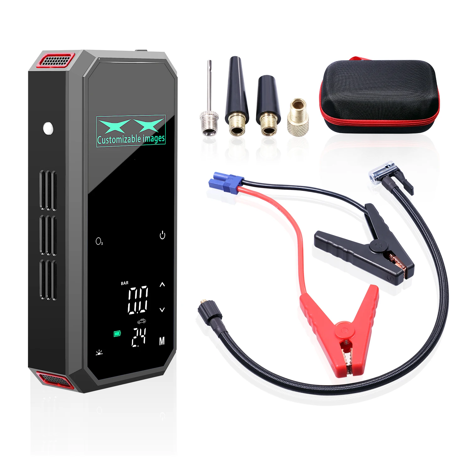 المحمولة 8000mAh 5 في 1 مضخة نفخ الإطارات إمدادات الطاقة في حالات الطوارئ سيارة التعقيم الإضاءة ملحق للسيارات الدراجات النارية الكرة #6