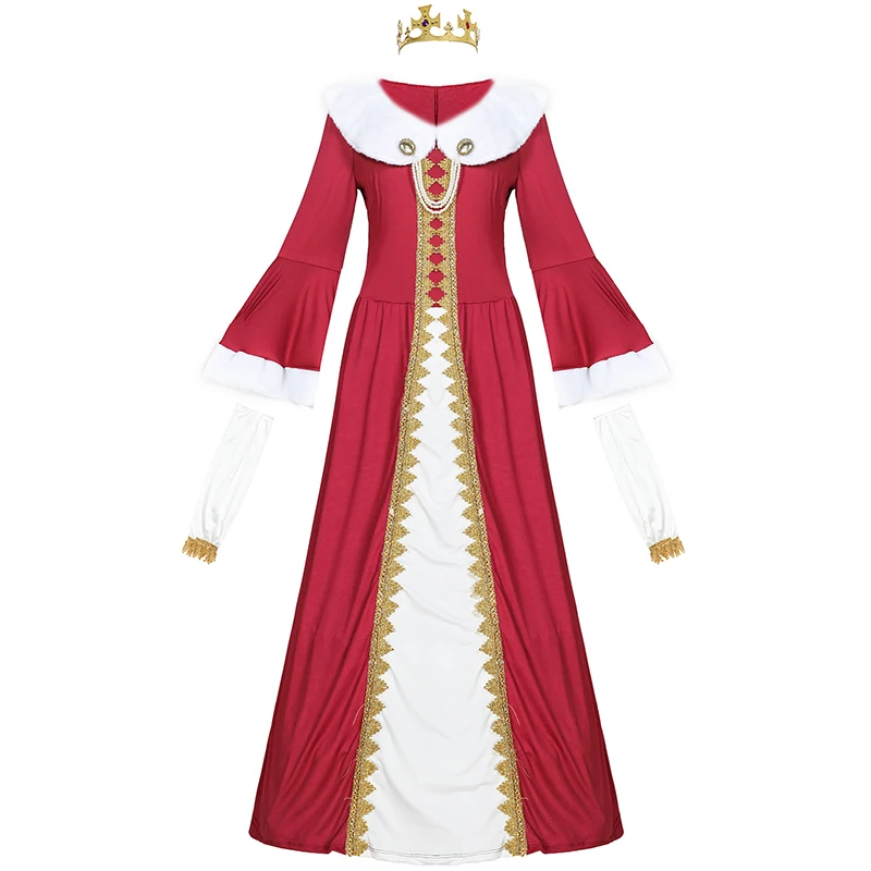 Christmas Court Queen King Cosplay Costumes Adult Halloween Cosplay European British Aristocratic Royal Retro Clothes Dresses