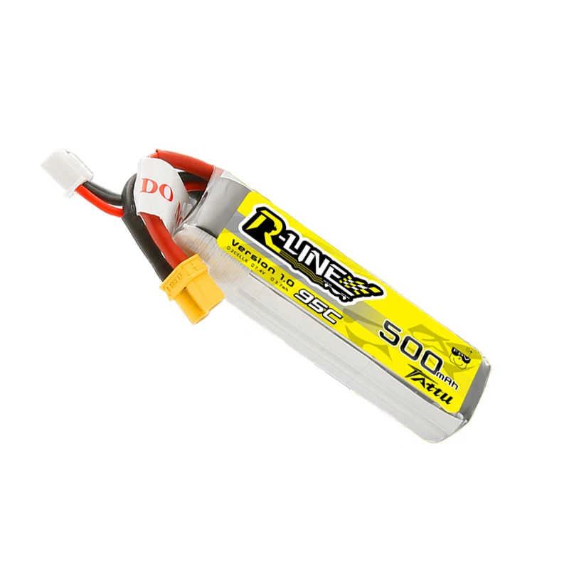 R-LINE TATTU 1.0 bateria LiPo 7.4V 500mAh 95C dla helikopter RC części do dronów wyścigowego Quadcopter FPV z wtyczką XT30 2S