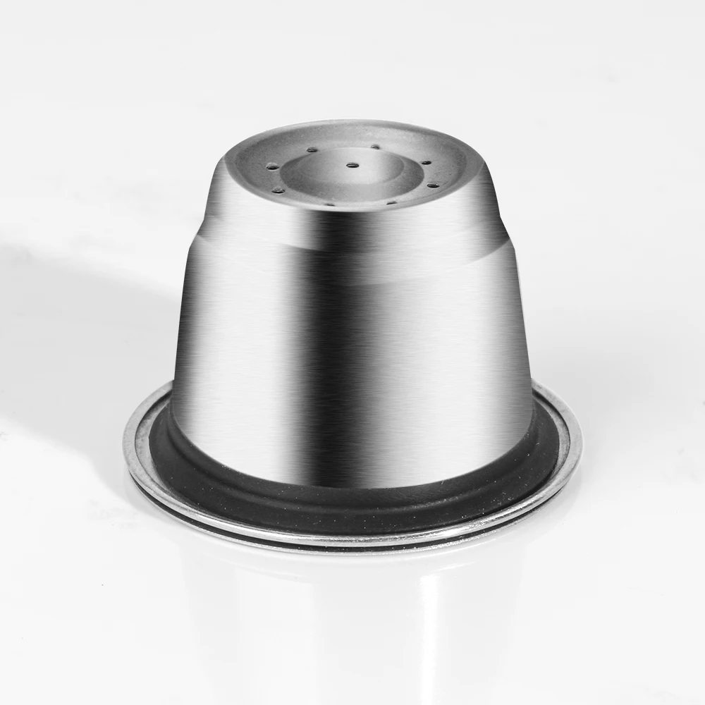 Wiederverwendbare Kaffeekapsel für Nespresso Espresso Crema Cups, nachfüllbare Kaffeepads aus Edelstahl, Filter mit Tamper-Dosierring – Detail 8