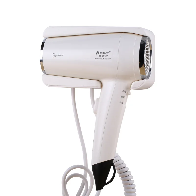거치대 베이스 음이온 전기 헤어드라이어, 가정용 호텔 욕실용 3 단 기어 조절, 1600W 벽걸이 헤어드라이어