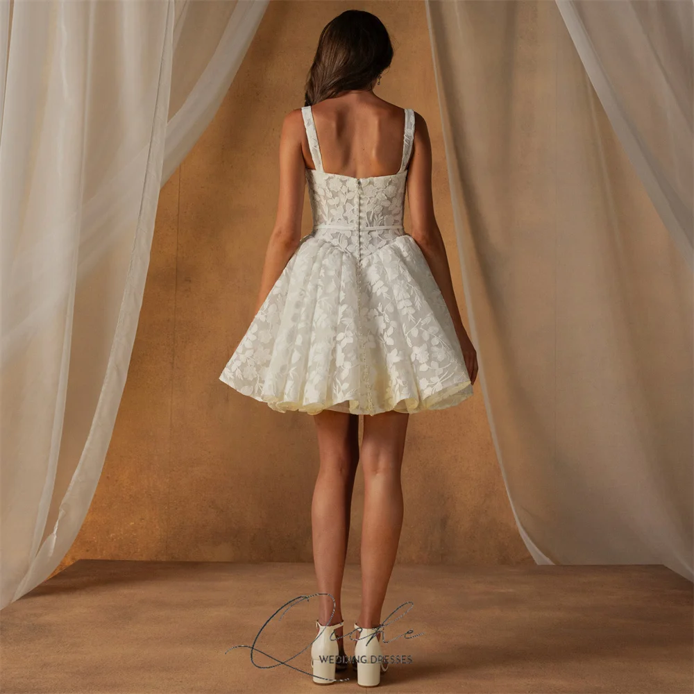 QICHE-vestido De Novia corto De encaje moderno, corte en A, escote en forma De corazón, tirantes finos, espalda abierta, vestido De fiesta, Vestidos De Novia personalizados, 2026