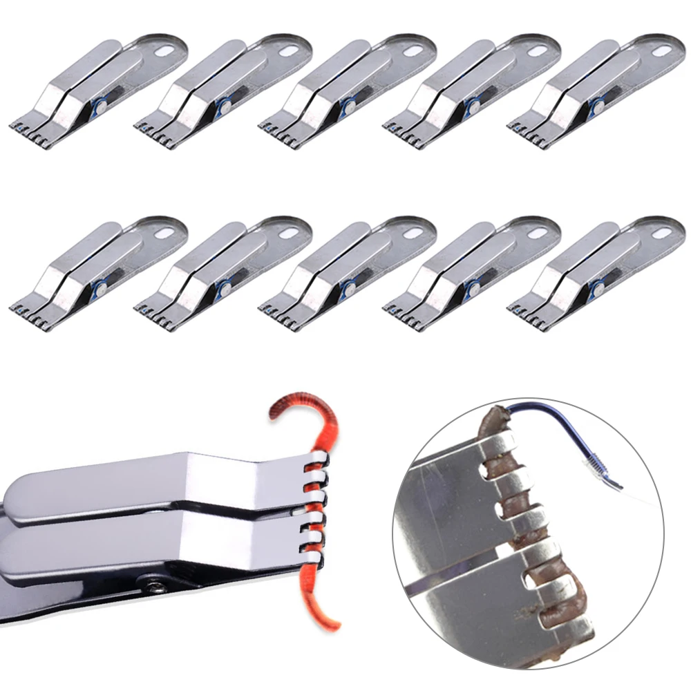 10 unids/bolsa dispositivo de cebo portátil lombrico gusanos rojos Clip de cebo Clips de cebo ligeros