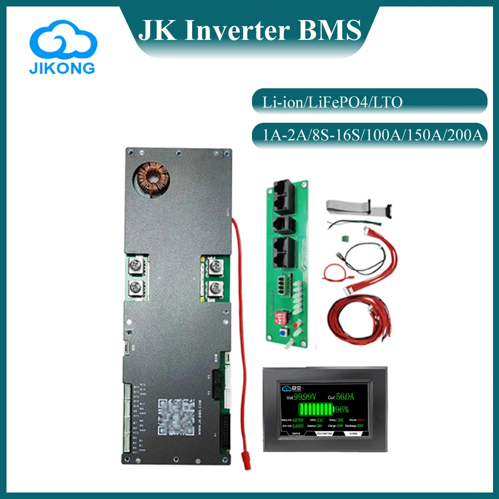 JIKONG JK PB2A16S20P Smart Inverter BMS 8S 24V 16S 48V 1A 2A Active Balance 100A 150A 200A RS485 RS232 BT Battery Pack LiFePO4