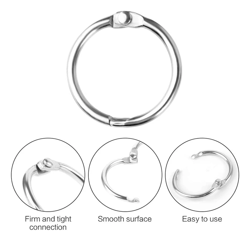 120 ชิ้น Binder แหวน 25 มิลลิเมตรโลหะแหวนหนังสือหลวม Leaf Binder แหวนดัชนีการ์ดแหวน Binder สําหรับสมุดภาพ Flashcard