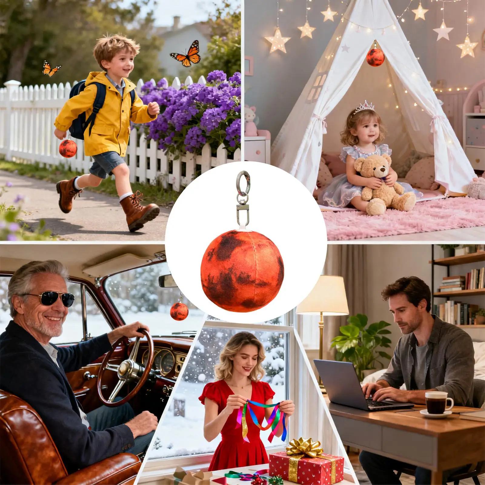 Adorno de planeta de 2,95 pulgadas, muñeco de peluche suave, adornos de planeta de felpa colgables para bolso, monedero, joyería, billetera, mochila para mujer